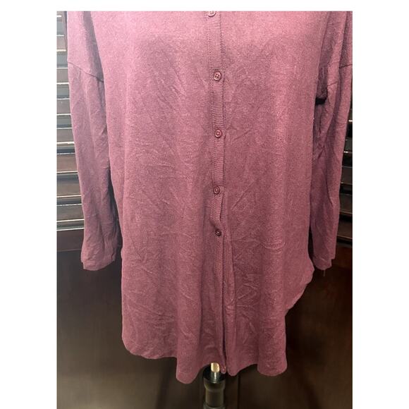 Caslon Women's Burgundy Button Down Long Sleeve Cardigan Sweater XXSP NWOT - Picture 3 of 8